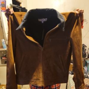 Brown suede bomber med.& small j crew